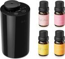 Waterless Essential Oil Diffuser Starter Kit with 4 x 10mL Fragrance Scent Oil, Battery Operated Mini Scent Air Machine Portable Diffuser for Home Car Office, AN6 Black Kit01 by TinyTreasures Baby Boutique