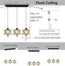 Modern Farmhouse Glam Chandelier Dining Room Glass Star Pendants Light Fixture Kitchen Island LED Ceiling Hanging Lights Included Warm Light Bulbs Black by CozyNest Decor