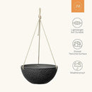 LA JOLIE MUSE Hanging Planters for Indoor Plants, Medium Hanging Planters with Drain Holes, Outdoor Hanging Flower Pots, Matte Black, Honeycomb (10 Inch, Set of 2) by CozyNest Decor