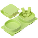 Silicone Foldable Novelty Dinner Plates,Suction Plates for Baby Travel Essential with Forks and Spoons,Microwave & Dishwasher Safe,Green by TinyTreasures Baby Boutique
