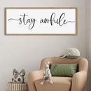 SRSZHIYUE Stay Awhile Sign Wall Decor Art 32"×12" Home Entryway Hallway Signs Large Wood Framed Wall Hanging (Wood) by CozyNest Decor
