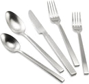 Stainless Steel Flatware Set Hand Forged 18/10 Silverware Set Cutlery Set Silver Cuboid Handle Matte Finished 20 Pieces Service for 4 by CozyNest Decor