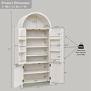 71" Tall Arched Bathroom Storage Cabinet, Modern Fluted Storage Cabinet w/Doors, 3 Adjustable Shelves, 6 Door Shelves, Wood Freestanding Cabinet for Bathroom, Entryway, Hallway, Antique White by CozyNest Decor
