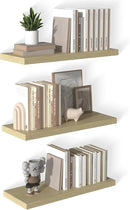12 Inch Deep Floating Shelves for Wall 3 Pack Floating Shelves Large Storage Space Wall Mount Shelf for Living Room Kitchen Bathroom 30" W x 12" D x 1.2" H Oak by CozyNest Decor