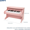 ZIPPY Kids Piano Keyboard, 25 Keys Digital Piano for Kids, Mini Music Educational Instrument Toy, Wood Toy for Toddlers Girls Boys (Pink) by TinyTreasures Baby Boutique