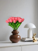 15 Pcs Artificial Tulip PU Fake Flower Realistic Touch Spring Summer Fake Flowers for Home Decor Outdoor Garden Parties and Wedding by CozyNest Decor
