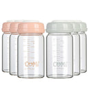 COMI Wide Neck Glass Breastmilk Collection n Storage Bottle, 4 Packs, 6oz with Screw Ring Sealing Disk; Re-markable Sealing Disc. BPA Free, Fits Breast Pumps & Nipples (3 Gray Lids + 3 Pink Lids) by TinyTreasures Baby Boutique
