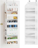 SpaceAid 1 Pack Over The Door Organizer with 5 Large Pockets and 10 Mesh Side Pockets, 5 Layers Door Organizer Hanging with Clear Window for Bedroom, Bathroom, Pantry and Nursery, White by CozyNest Decor