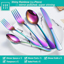 30 Pcs Rainbow Silverware Set for 6, Food Grade Stainless Steel Flatware Set, Eating Utensils Sets Include Fork/Knife/Spoon,Home Kitchen Tableware Set, Reusable Cutlery Set, Dishwasher Safe by CozyNest Decor