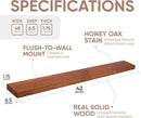 Homeforia Oak Floating Shelves 42 inch Long, High End Solid Real Wood 42inch Floating Shelf for Wall Mounted, Honey Oak Wooden 42in Floating Shelves, Heavy Duty Bracket, 42 X 6.5 X 1.75 in, Set of 2 by CozyNest Decor
