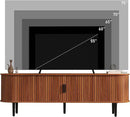 Bonzy Home 70" Mid Century Modern TV Stand, Tambour Entertainment Center with Storage, Long Media Console Television Stand with Metal Legs for up to 75'' TV, Walnut by CozyNest Decor