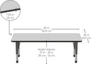 FDP Rectangle Activity School and Classroom Kids Table (24 x 60 inch), Chunky Toddler Legs, Adjustable Height 15-24 inches - Gray Top and Black Edge by CozyNest Decor