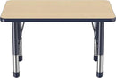 Factory Direct Partners FDP Rectangle Activity School and Classroom Kids Table (24 x 36 inch), Chunky Toddler Leg, Adjustable Height 15-24 inches - Maple Top and Navy Edge by CozyNest Decor