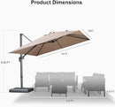 PURPLE LEAF 10 FT Cantilever Patio Umbrella Outdoor Aluminum Offset Square Umbrella with 3 Years Fade Resistance Recycled Fabric and 360-degree Rotation for Deck Pool Garden, Sand Dune by GreenHaven Gardens