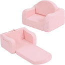 Welnow 2-in-1 Kids Sofa Chair, Convertible Toddler Chair Flip Out Children Sofa Chair with Wave Armrests Folding Kids Play Sofa with Side Pockets & Removable Cover Armchair for Girl or Boy by CozyNest Decor