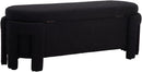 Modern Upholstered Storage Bench, Sherpa Fabric 50" Long Entryway Bench with Storage and Seating, Comfy Cute Ottoman Bench for Living Room/End of Bed/Hallway, Black by CozyNest Decor