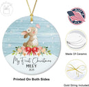 Unifury Personalized Baby First Christmas Ornament 2024, Adorable Keepsake for Babies First Christmas Tree, Holiday Decor for Celebrating Ceramic Babys 1st Christmas Ornament 2024, Animal Baby by TinyTreasures Baby Boutique