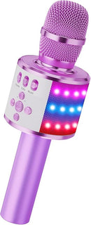 BONAOK Karaoke Microphone for Kids & Adults - Bluetooth Microphones Singing Mic with Disco Lights, Echo Effect, Built-in Speaker Portable Karaoke Player for Party Travel Gifts Q78(Light Purple) by TinyTreasures Baby Boutique