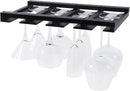 Rustic State Eze 4 Sectional Wood Under Cabinet Wine Glass Holder Wine Glass Rack Hanging Shelf Stemware Bar Organizer - 12 Wine Glass Storage - 10 Inch Deep - Black by CozyNest Decor