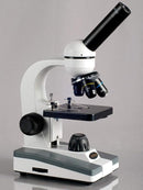 AmScope M148 Compound Monocular Microscope, WF10x Eyepiece, 40x-400x Magnification, LED Illumination, Brightfield, Single-Lens Condenser, Plain Stage, 110V or Battery-Powered, White by TinyTreasures Baby Boutique