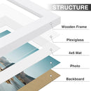 Vittanly 6x8 Picture Frames Set of 9, Shatter Resistant Plexiglass, Display 4x6 Pictures with Mat or 6x8 without Mat, Photo Frames for Wall or Tabletop, Engineered Wood, White by CozyNest Decor