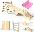 Pikler Triangle Set 7in1 Toddler Climbing Toys Indoor Foldable Baby Climbing Toys Wooden Montessori Climbing Set with Arch, Ramp, Ladder for 1-3 Years, Jungle Gym for Kids (Natural) by TinyTreasures Baby Boutique