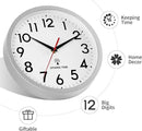 Atomic Wall Clock Analog 12 Inch Battery Operated Modern Decorative for Living Room Kitchen Office Bedroom Bathroom(Silver) by CozyNest Decor