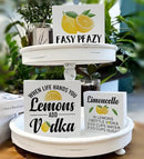 Summer Lemons Decor for Home Farmhouse Lemon Themed Tiered Tray Decor 3 Pcs Lemon Decorative Wood Box Signs Table Desk Shelf Kitchen Decoration by CozyNest Decor