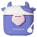 Bebamour Baby Formula Dispenser On The Go, Formula Container to Go, Formula Holder for Travel, Candy Fruit Snack Storage Container with Scoop and Leveller (Purple Cow) by TinyTreasures Baby Boutique