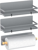 Magnetic Spice Rack Moveable Magnetic Shelf Organizer with Paper Towel Holder Kitchen Refrigerator Seasoning Storage Rack Fridge Magnet Organizer,Grey,3 Packs by CozyNest Decor