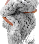 Chunky Knit Blanket Soft Handmade Knitting Throw for Bedroom Sofa Decor Super(Light Gray 40"x40") by CozyNest Decor