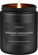Bergamot Sandalwood Candle for Men | Masculine Scented Soy Candles - Home Fragrance, Aromatherapy Gifts for Men - 7oz Black Jar, Long-Lasting Luxury Decor by CozyNest Decor