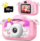 Upgrade Unicorn Kids Camera, Christmas Birthday Gifts for Girls Boys Age 3-12, 1080P HD Selfie Digital Video Camera for Toddlers, Cute Portable Little Girls Boys Gifts Toys for 3 4 5 6 7 8 9 Years Old by TinyTreasures Baby Boutique