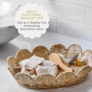 BEBE BASK The Original Scalloped Basket Set Of 2 – Small Scallop Basket - 15 x 10 x 6 In - Hand-Woven & Award-Winning - Elegant Wicker With Scalloped Edge Lid - Nursery Storage - (Natural) by GreenHaven Gardens