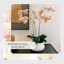 Faux Orange Orchid Plant, Premium Artificial Indoor Flower Display Stands 23”, Beautiful Sculptural Blooms That Lasts Forever, White Planter Pot Included by CozyNest Decor