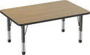 Factory Direct Partners FDP Rectangle (30 x 48 inch) Classroom Table with Adjustable Chunky Toddler Legs (15-24 in); Preschool, Kinder and Daycare Furniture - Pasadena Oak Top/Black Edge and Legs by CozyNest Decor