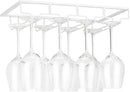 Wine Glass Rack Under Cabinet - Stemware Holder Metal Wine Glass Organizer Glasses Storage Hanger for Bar Kitchen Brown 4 Rows White by CozyNest Decor