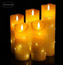 danip flameless Candle, with Embedded String Lights, 5-Piece LED Candles, with 10-Key Remote Control, 24-Hour Timer Function, Dancing Flame, Real Wax, Battery-Powered. (Ivory White) by CozyNest Decor