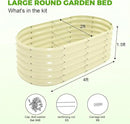 Land Guard 18“ Tall Outdoor Metal Raised Garden Bed, Oval Deep Root Planter Box for Vegetables, Flowers, Herbs, 89 Gallon Capacity - Cream Yellow by GreenHaven Gardens
