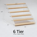 nianfeng Tiered Spice Rack, 6-Tier Spice Pantry Kitchen Cabinet Organizer, 12-Inch, Natural Wood Acrylic Stair Riser Stand, Countertop Seasoning Shelf by CozyNest Decor