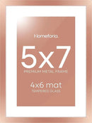 Homeforia Rose Gold 5x7 Picture Frame, High End Metal 5 x 7 Frames with Mat 4 x 6 for Print, 5by7 Desk Frame Matted to 4x6 inch Photo, 5 by 7 Wall or Tabletop Frame, Tempered Glass, Wall Kit, Set of 1 by CozyNest Decor