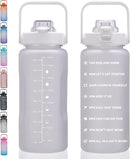 64oz,100oz,128oz Large Motivational Water Bottle with Time Marker, Leakproof & BPA Free Half Gallon Big Water Bottle with Straw Handle Tritan Frosted Water Jug for Gym,Fitness,Outdoor Sports by CozyNest Decor