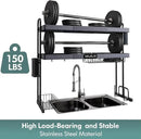MAJALiS Over Sink Dish Drying Rack, Stainless Steel 2 Tier Large Dish Drainer Above Sink Adjustable 27.5" - 34.6", Expandable Kitchen Counter Organizer Storage Shelf with 6 Hooks by CozyNest Decor