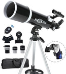 Telescope for Adults & Beginner Astronomers - 80mm Aperture 600mm Fully Multi-Coated High Transmission Coatings with AZ Mount Tripod Phone Adapter, Carrying Bag, Wireless Control. by TinyTreasures Baby Boutique