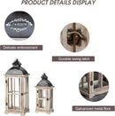 Set of 2 Large Decorative Wooden Metal Lanterns, Farmhouse Rustic Floor Candle Lanterns, Indoor/Outdoor Hanging Lanterns for Home Decor (No Glass) by CozyNest Decor