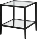 Henn&Hart 20" Wide Square Side Table with Glass Shelf in Blackened Bronze, Table for Living Room, Bedroom by CozyNest Decor