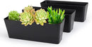 GREANER Black Rectangle Window Boxes, 3 Pack 12x3.8 Inch Herb Planters with Tray, Indoor Succulent Cactus Mint Plastic Pot for Windowsill, Garden Balcony, Office Outdoor Decoration by GreenHaven Gardens