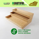 V-Shaped Bamboo Drawer Organizer Set of 3, Kitchen Large and Long Utensil Plate, Flatware & Silverware Storage Box, Wood Drawer Organizer for Bedroom, Living Room (19.6"x5.7" & 7.8" & 12.4") by CozyNest Decor