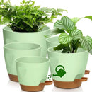 Uneed Indoor Self Watering Planters with Drainage Holes and Saucers, 7/6.5/6/5.5/5 Inch-5 Pots,for Indoor Plants, Herbs, Succulents-Green by CozyNest Decor