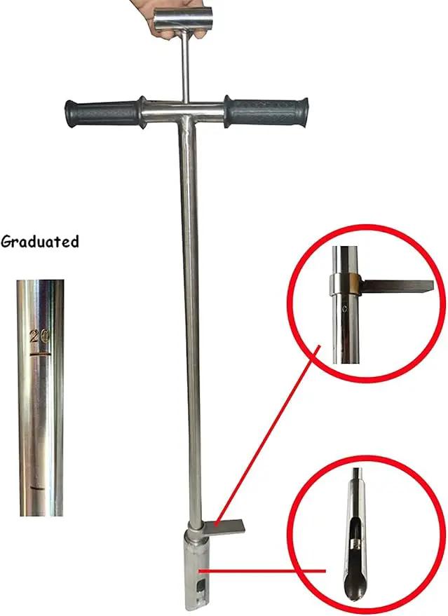 INTBUYING 40’’ Soil Sampler Probe Soil Test Probe with 8’’Sample Ejector and Foot Pedal &Rubber Handle Stainless Steel 2in Dia for Soil Sampling Lawn Garden Farm, photo 9 of 9